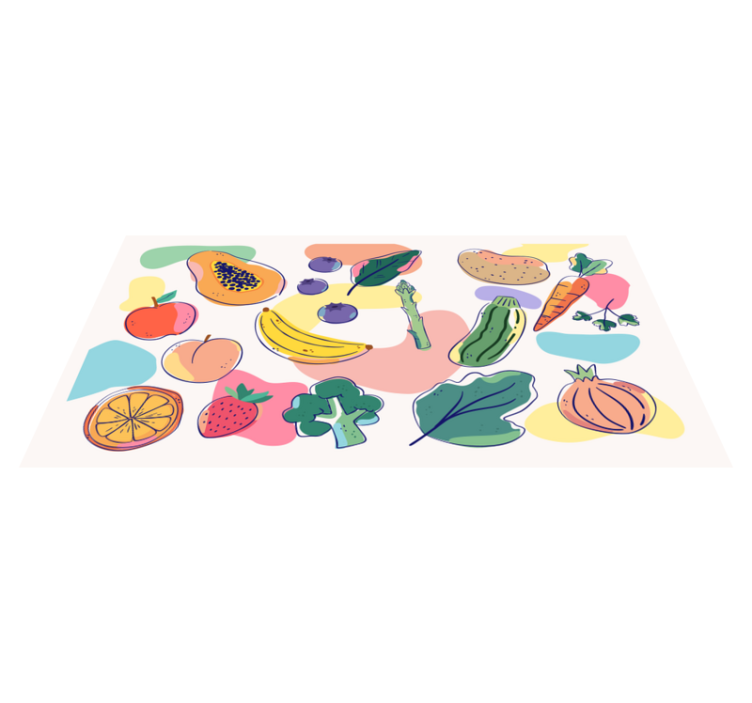 Colorful Fruit Illustration kitchen vinyl rug - TenStickers