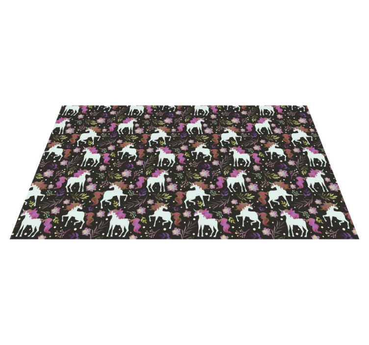 Playful Unicorn Motif kids vinyl rug - TenStickers