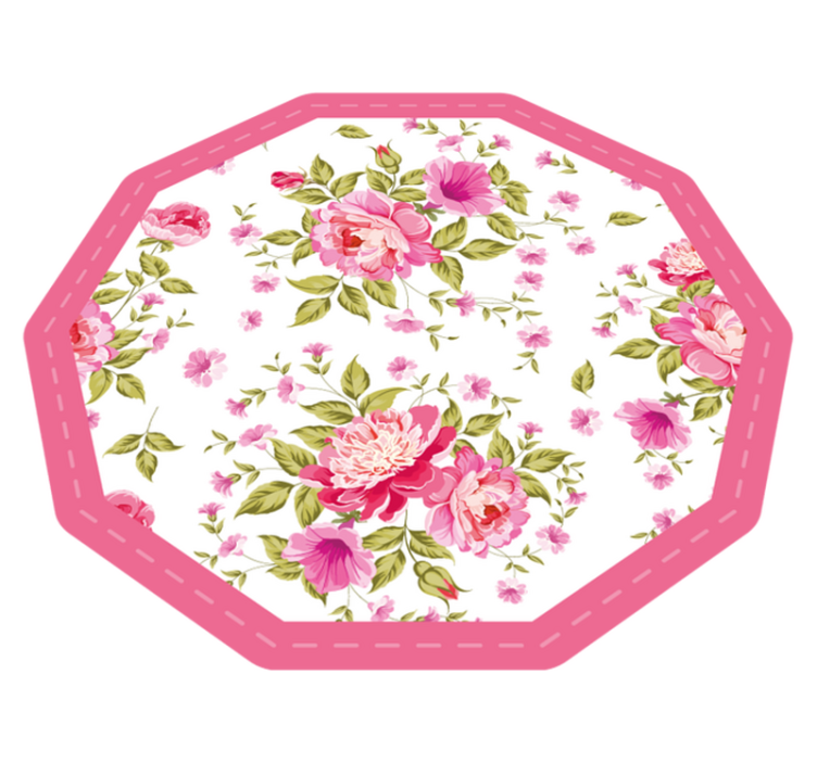 Floral Octagon floral vinyl rug - TenStickers
