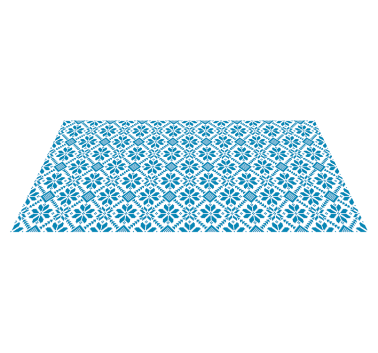 Blue and white floral mosaic mosaic floor tiles - TenStickers