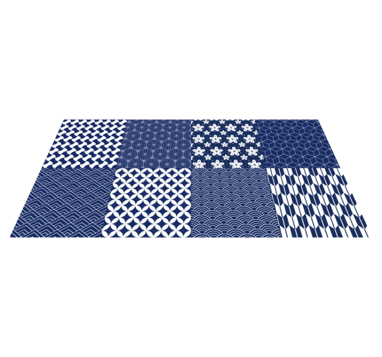 Geometric Tile Ensemble geometric vinyl rug - TenStickers