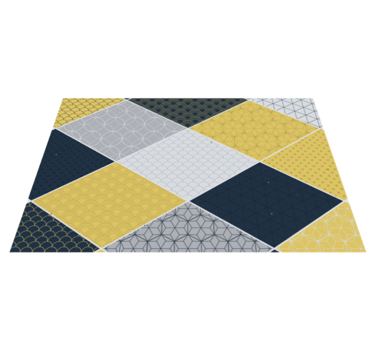 Yellow patterned lines geometric vinyl rugs - TenStickers