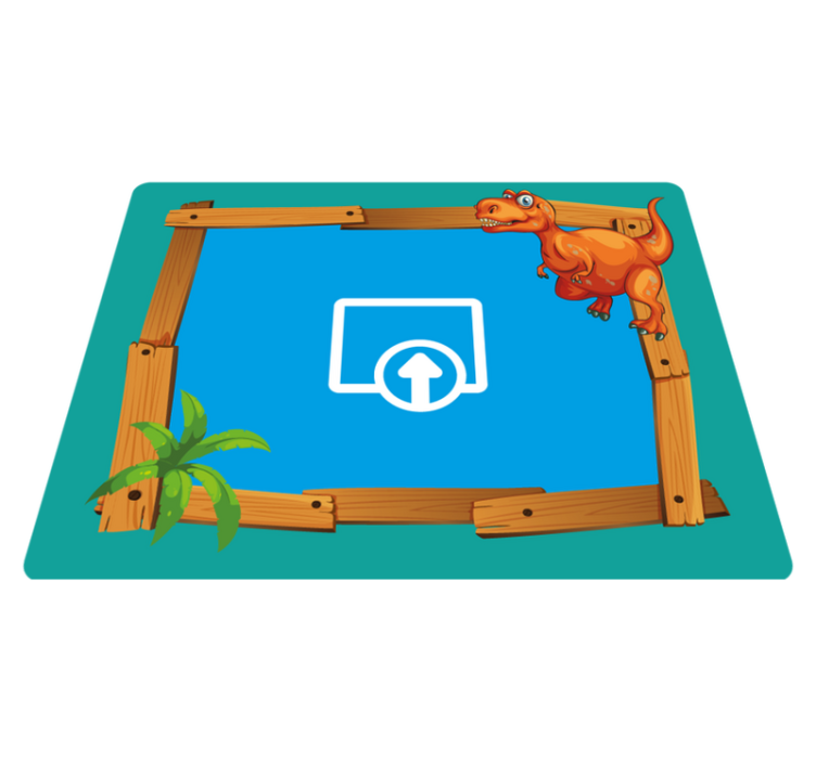 dinosaurs with wood frame kids vinyl rug - TenStickers