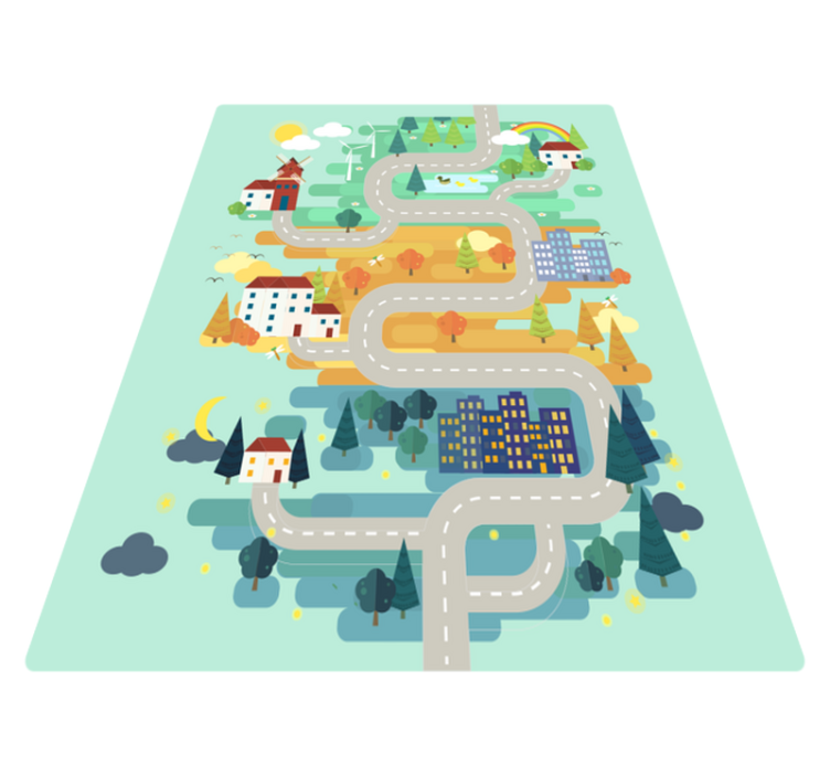 Cartoon Roadway road vinyl rug - TenStickers