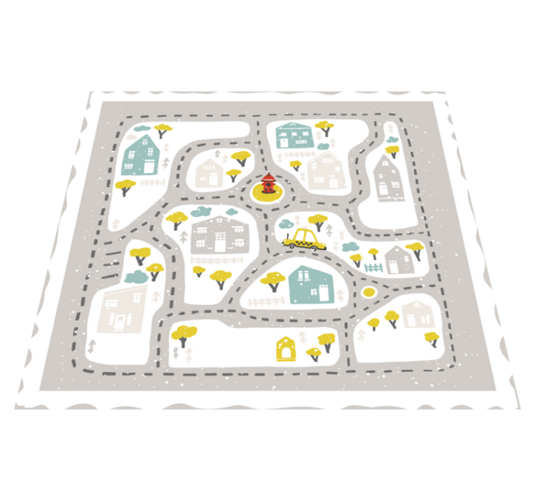 Playful Town Track kids vinyl rug - TenStickers