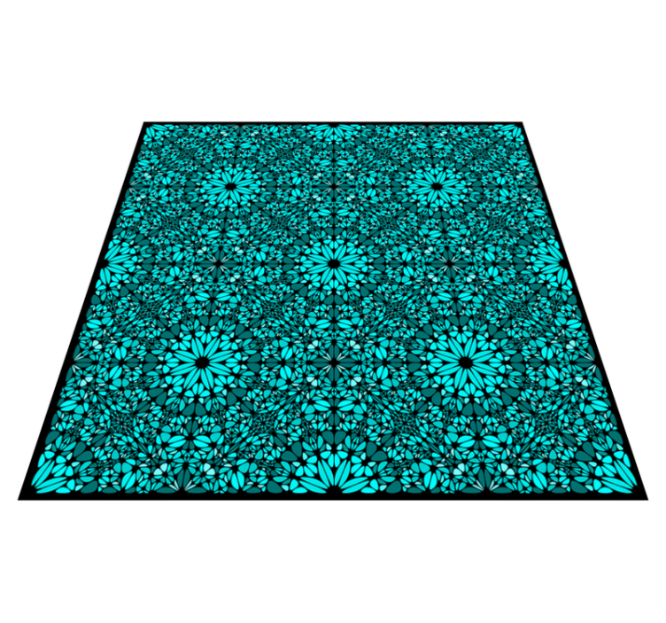 Geometric Floral Array turquoise vinyl rug - TenStickers