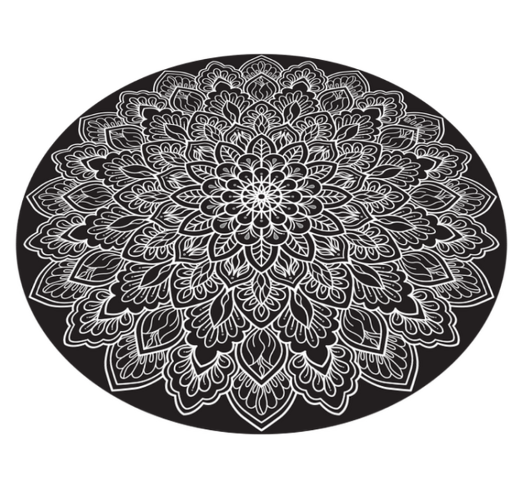 Elegant Monochrome Concept mandala vinyl rug - TenStickers