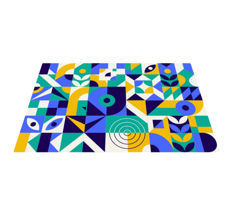 Vivid geometric patterns geometric vinyl rug - TenStickers