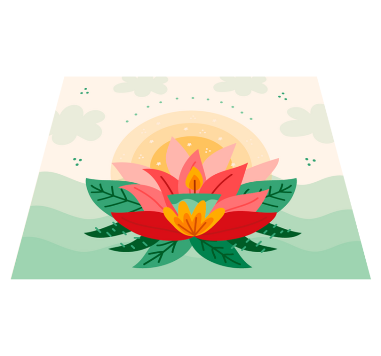 Lotus Blossom Illustration floral vinyl rug - TenStickers
