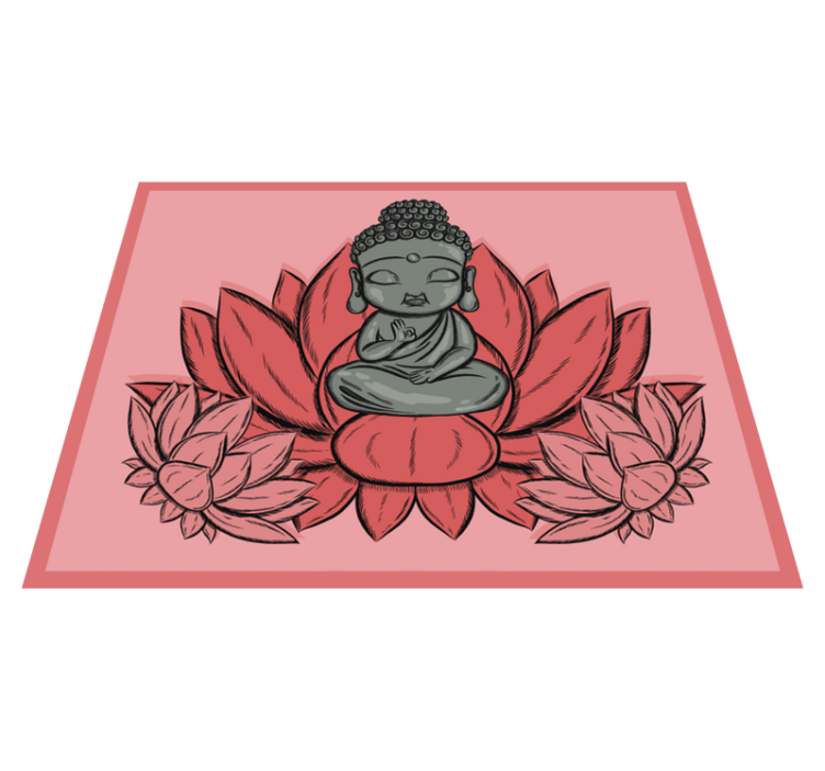 Lotus and cartoon buddha floral rug - TenStickers