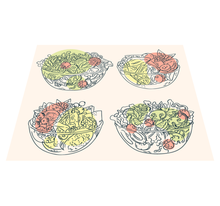 Salad Bowl Illustrations dining room vinyl rug - TenStickers