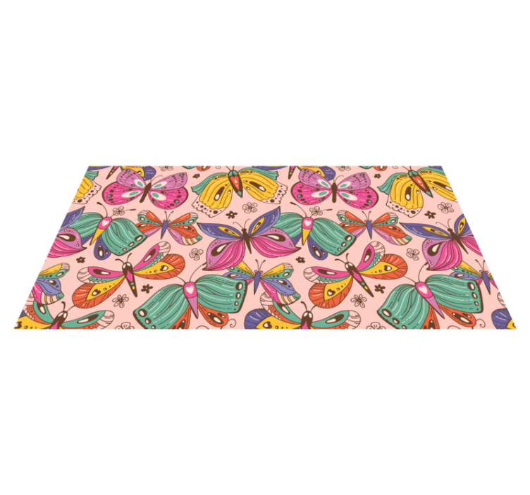 Colorful Butterfly Motif kids vinyl rug - TenStickers