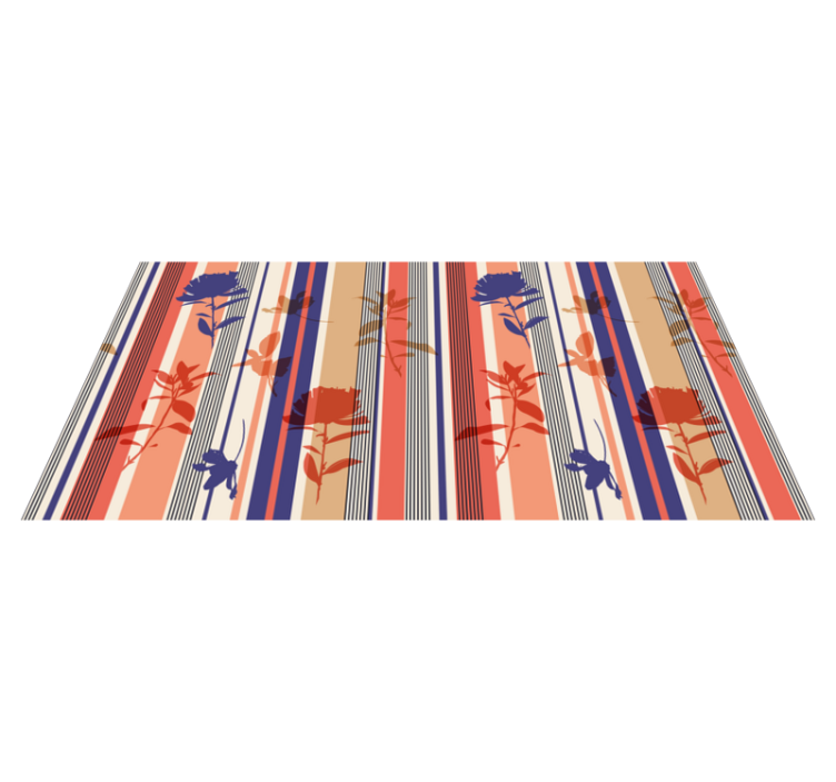 Floral vinyl rug with striped floral design - TenStickers