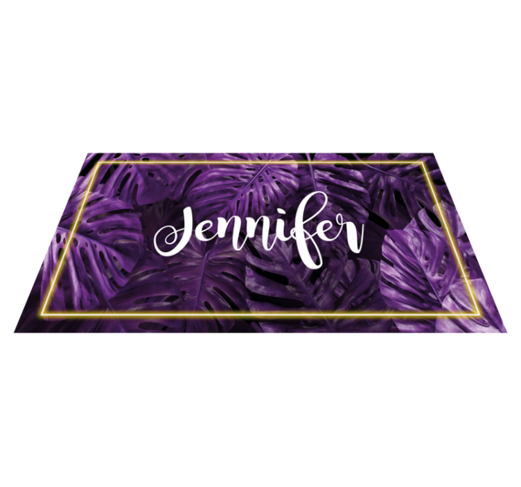 Purple monstera with name bedroom vinyl rug - TenStickers