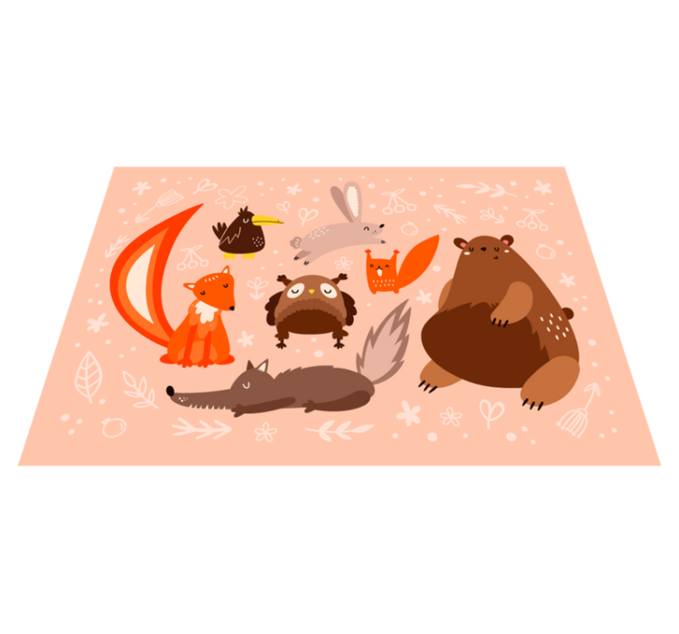 Adorable Animal Companions nursery vinyl rug - TenStickers