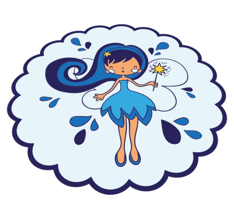 Fairy with wand blue dress kids vinyl rug - TenStickers