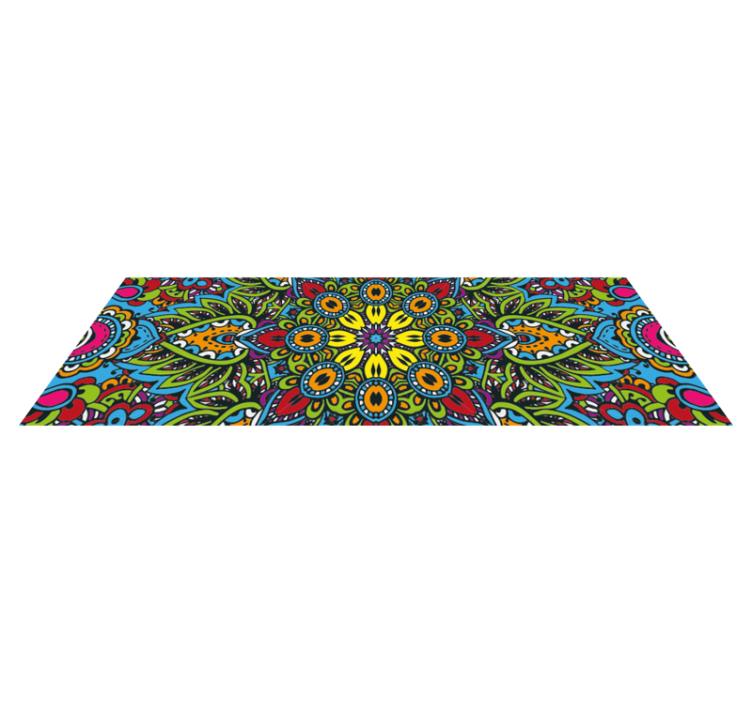 Vibrant Floral Patterns mandala vinyl rug - TenStickers