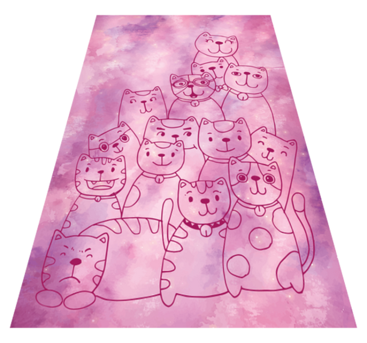 PLAYFUL CAT GATHERING kids vinyl rug - TenStickers