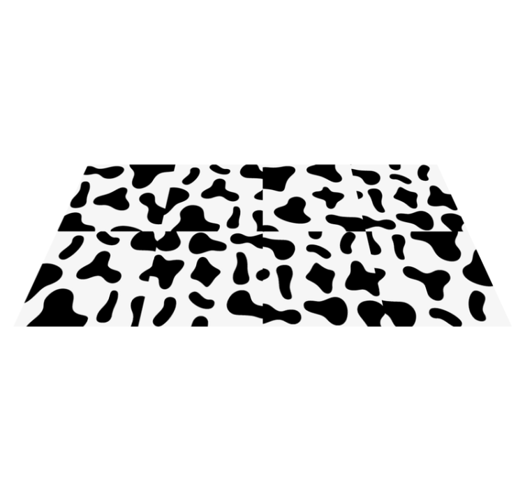 Animal print vinyl rug in black and white cow - TenStickers
