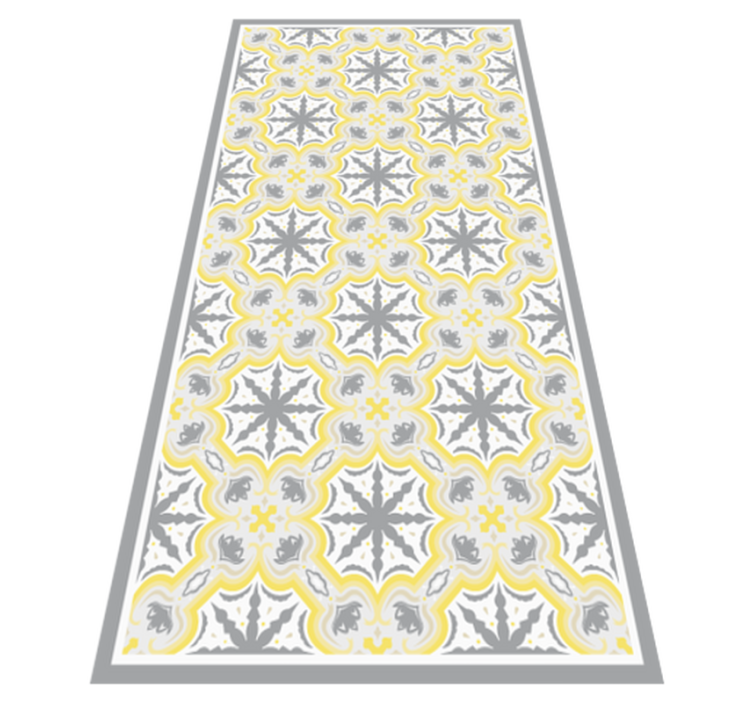 Gray and Yello Star Pattern kitchen vinyl rug - TenStickers