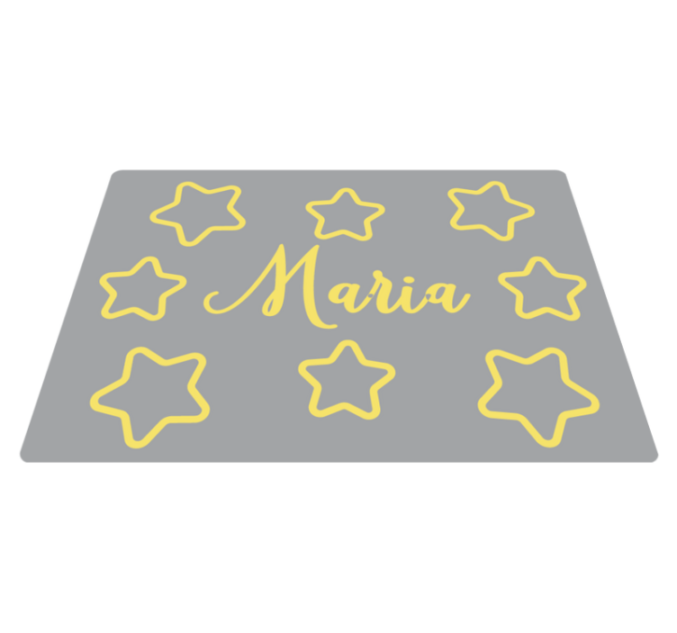 Starry yellow name kids vinyl rug - TenStickers