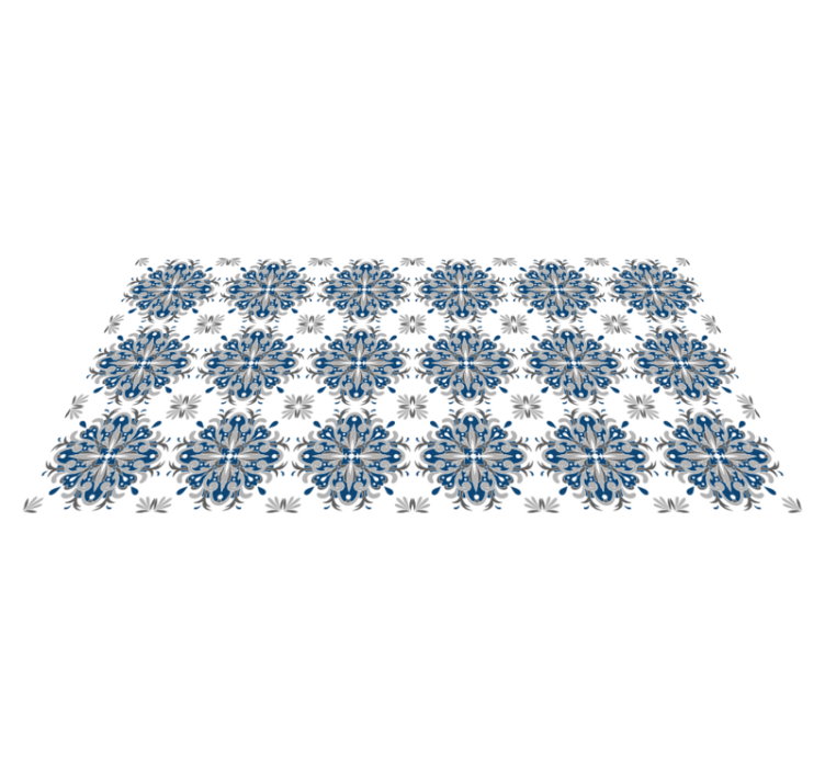 Mosaic vinyl rug elegant blue floral - TenStickers