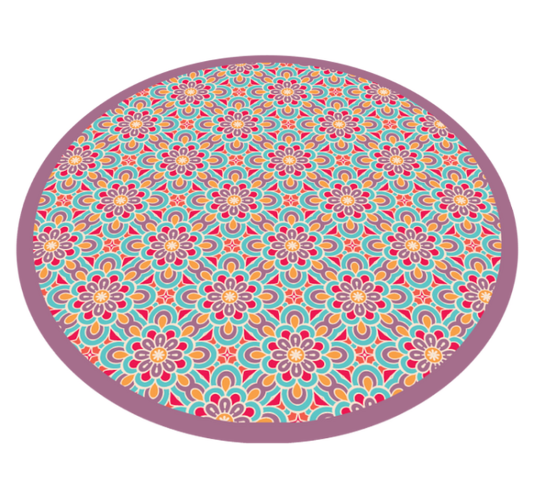 Mandala vinyl rug in lively floral design - TenStickers