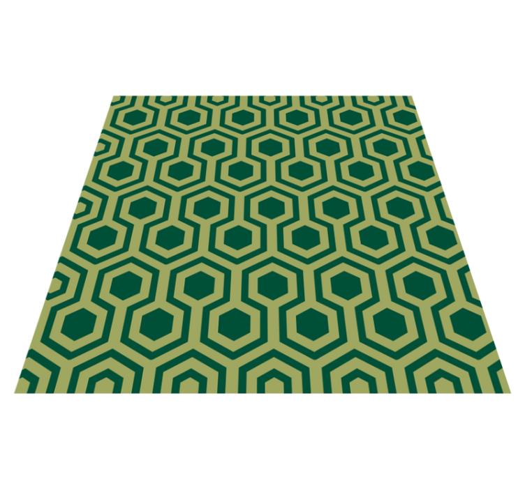 Hexagonal green elements geometric vinyl rug - TenStickers