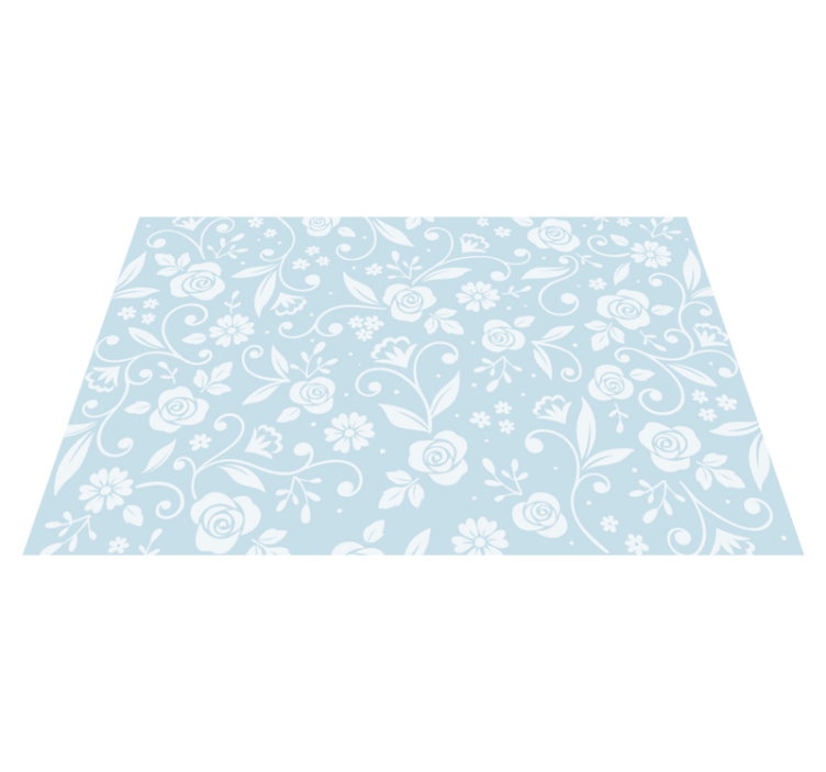 Floral vinyl rug in floral pattern blues - TenStickers