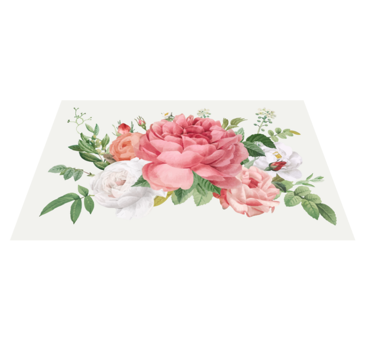 Floral vinyl rug with lively flower design - TenStickers