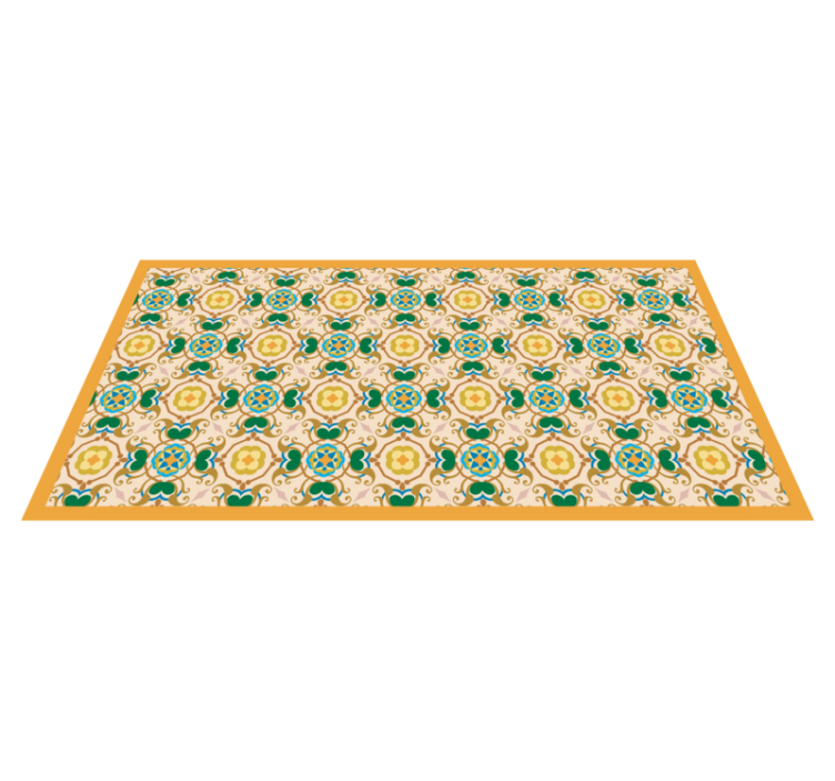 Floral beige ornaments bathroom vinyl rug - TenStickers