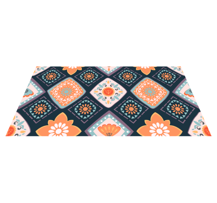 Lively floral design bathroom vinyl rug - TenStickers