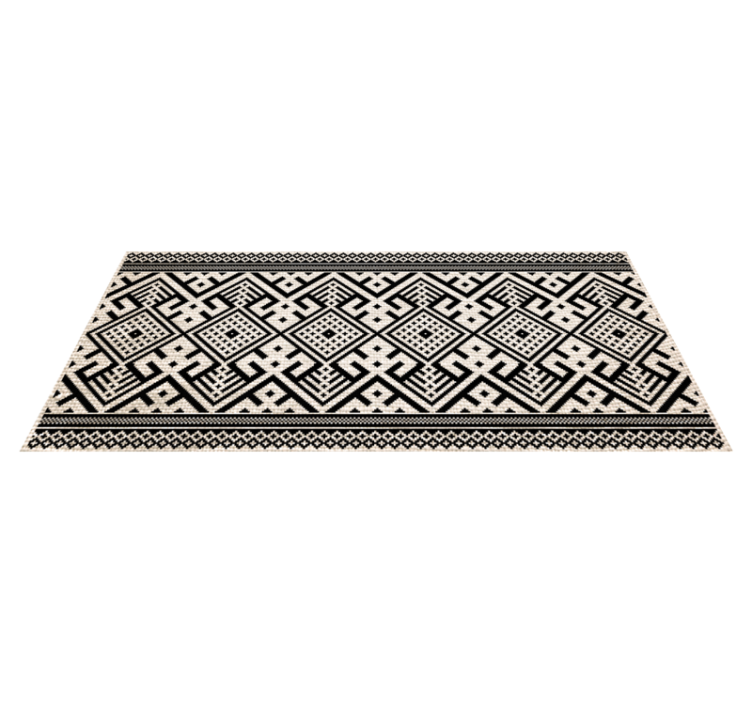 Geometric vinyl rug black and white geometric design - TenStickers