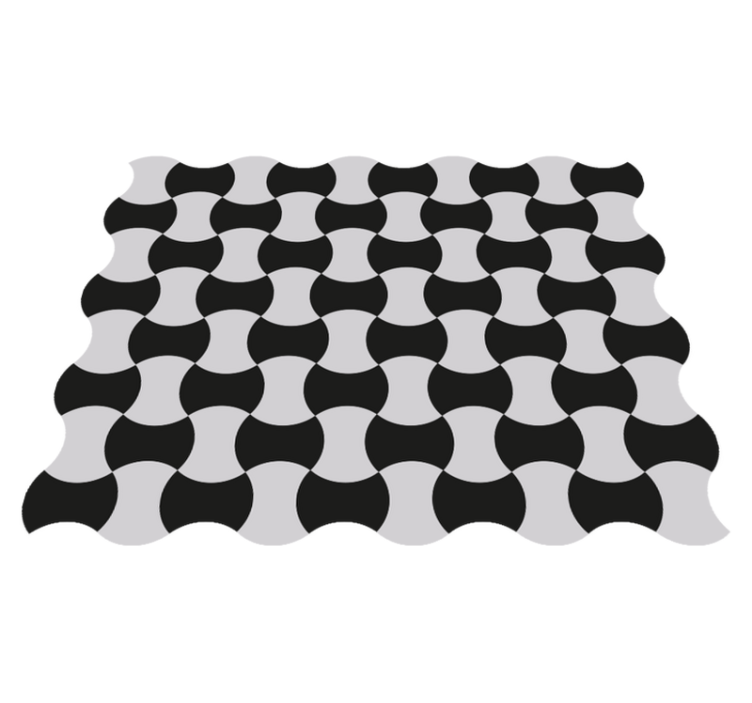 Black and White Curves geometric vinyl rug - TenStickers