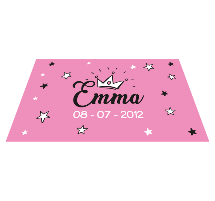 Pink design with name kids vinyl rug - TenStickers