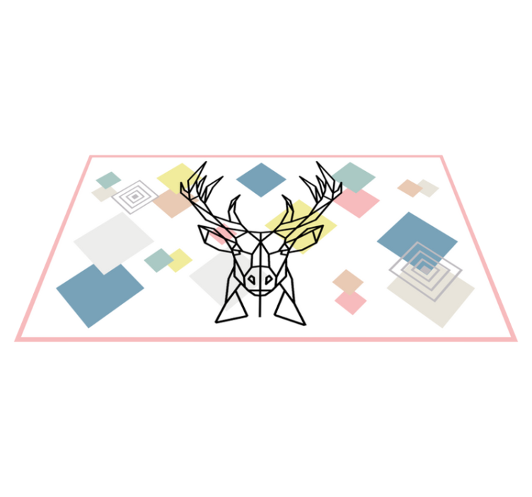 Deer head print on geometric shapes vinyl rug - TenStickers