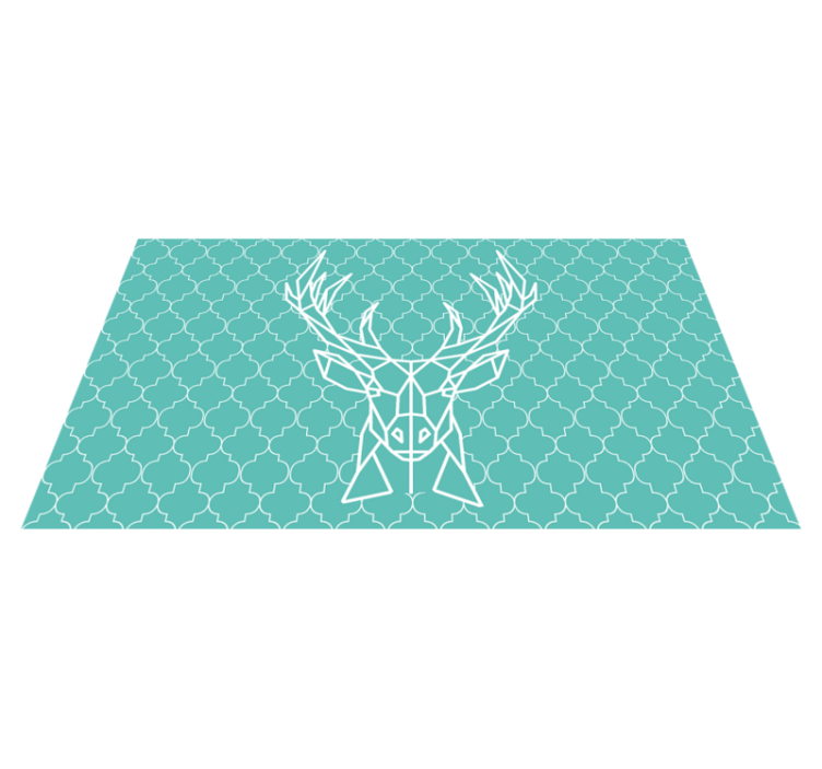 Turquoise origami stag animal vinyl rug - TenStickers