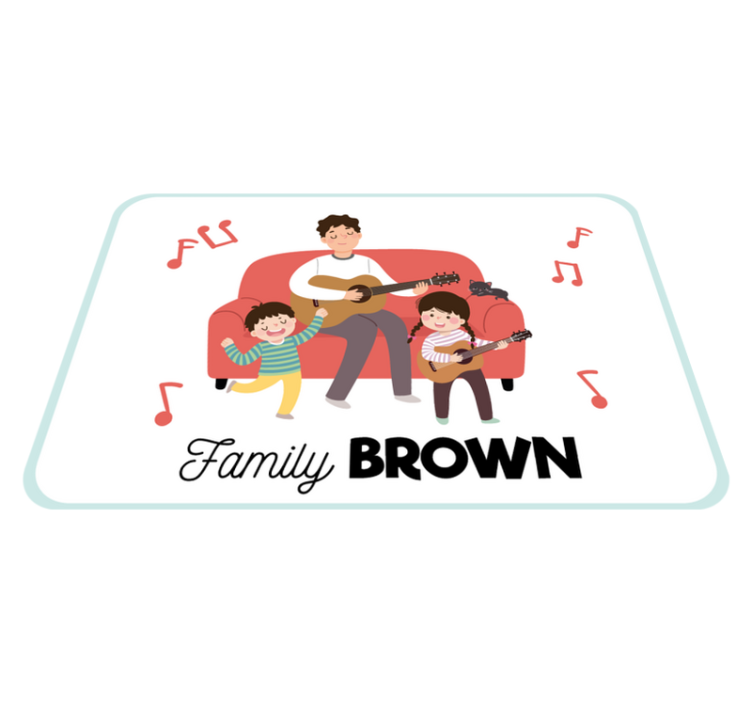 Musical family name entrance hall vinyl rug - TenStickers