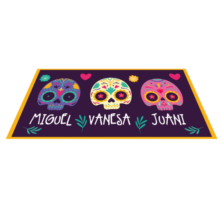 Custom colorful skulls entrance hall vinyl rug - TenStickers