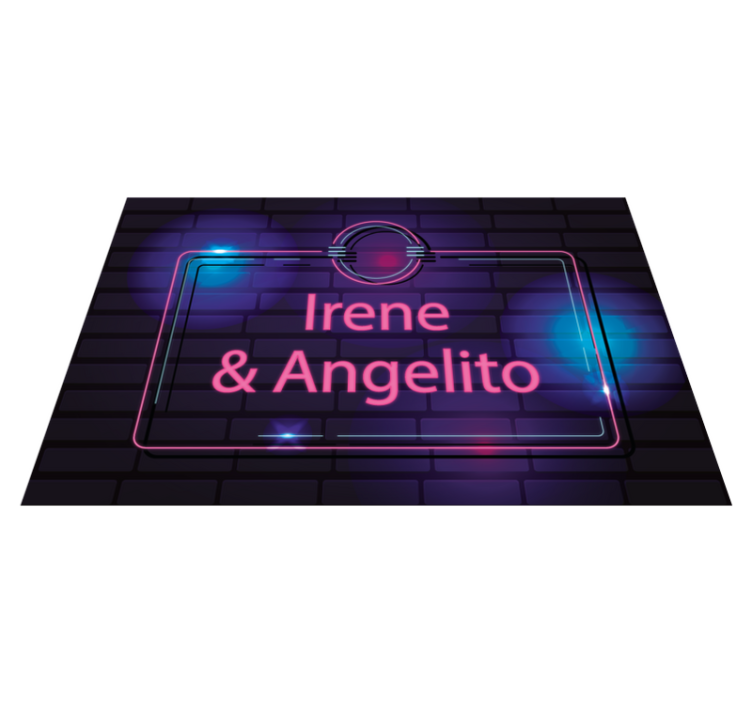 Neon couple names teen vinyl rug - TenStickers