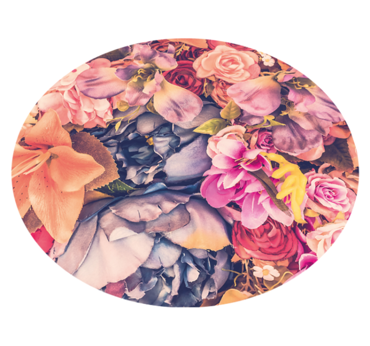 Blooming Circular Composition floral vinyl rug - TenStickers