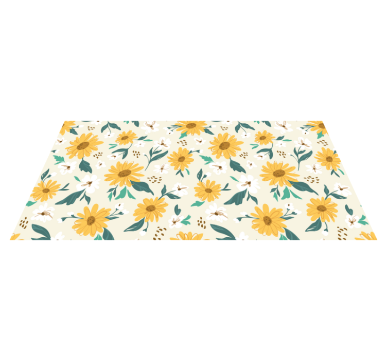 Joyful Flower Motif floral vinyl rug - TenStickers