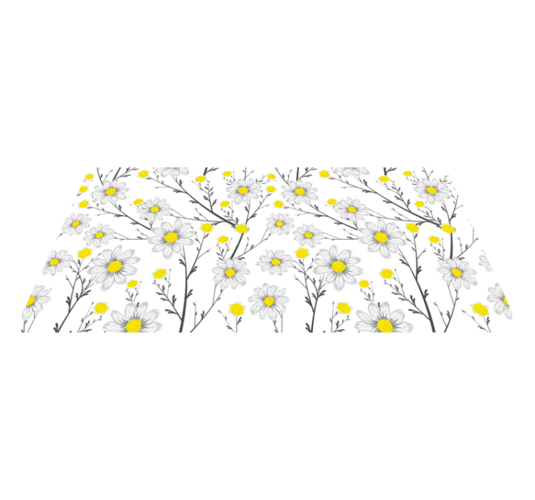 Yellow floral pattern floral vinyl rug - TenStickers
