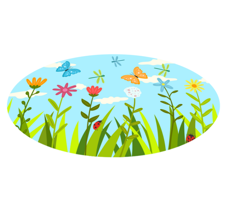 Floral vinyl rug in a blooming garden scene - TenStickers