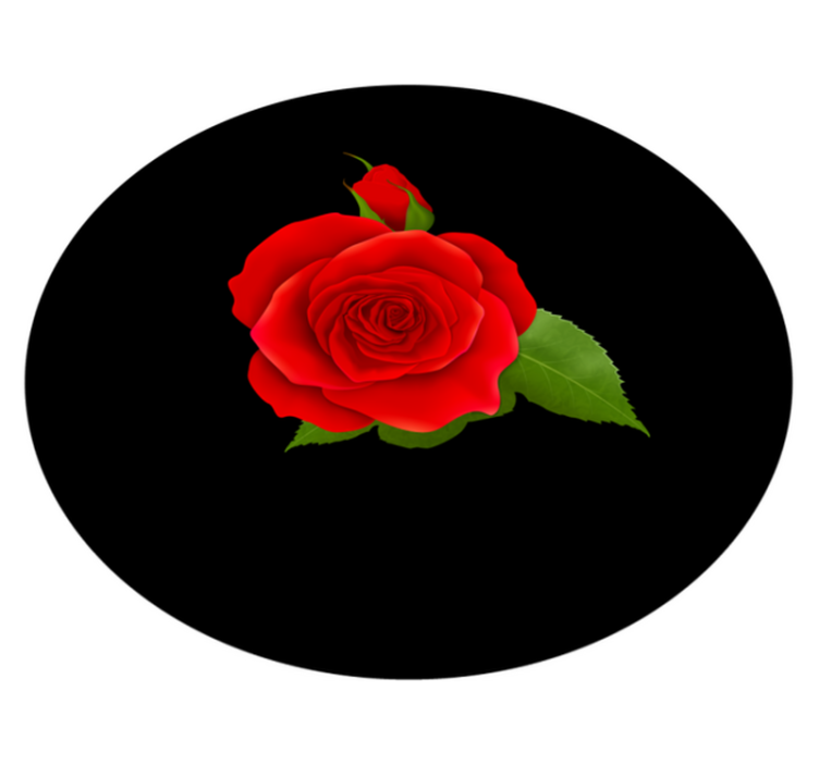 Red rose on black floral vinyl rug - TenStickers