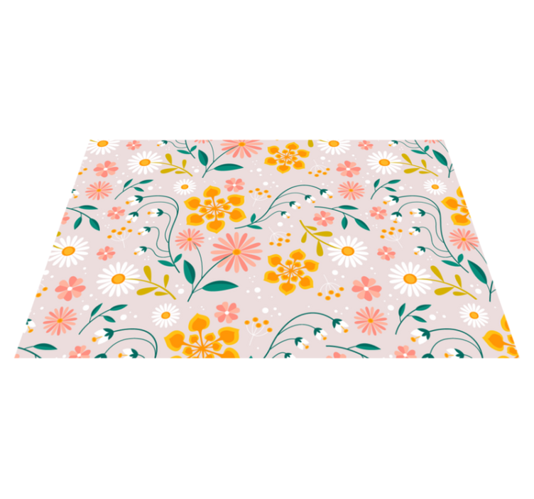 Floral vinyl rug daisy field design - TenStickers