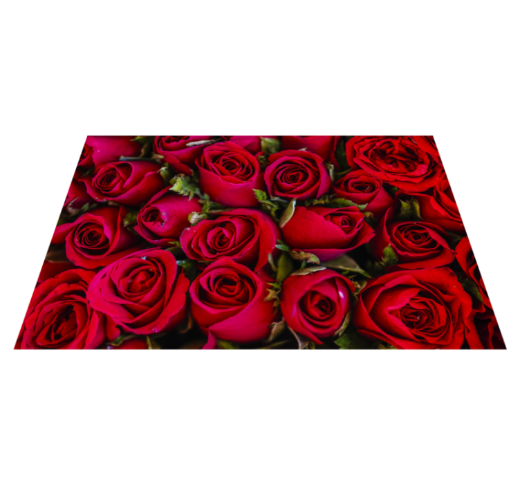 Vibrant Red Roses entrance hall vinyl rug - TenStickers