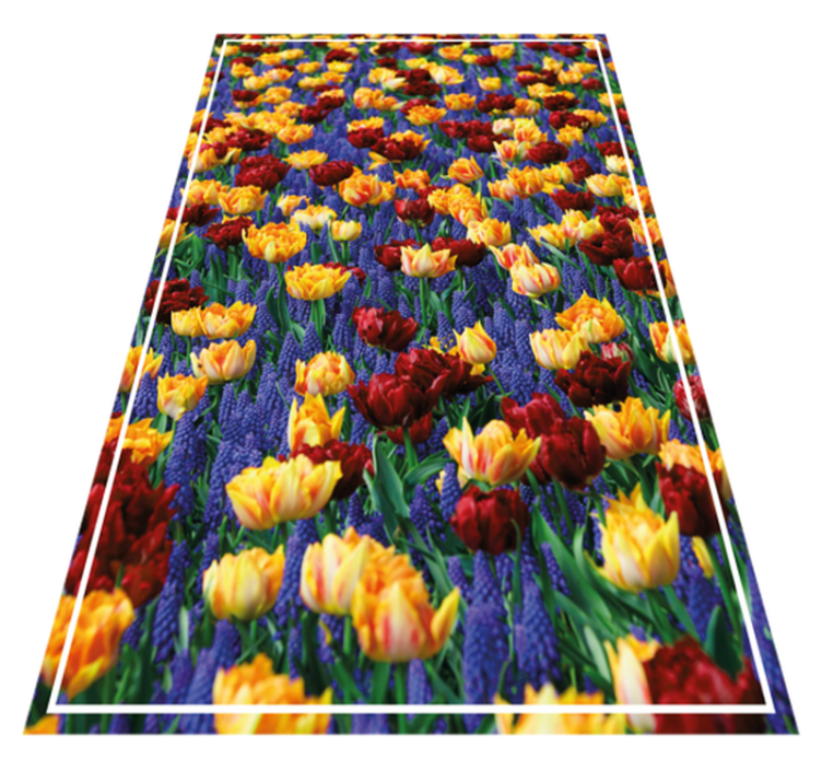 Floral vinyl rug tulip garden design - TenStickers