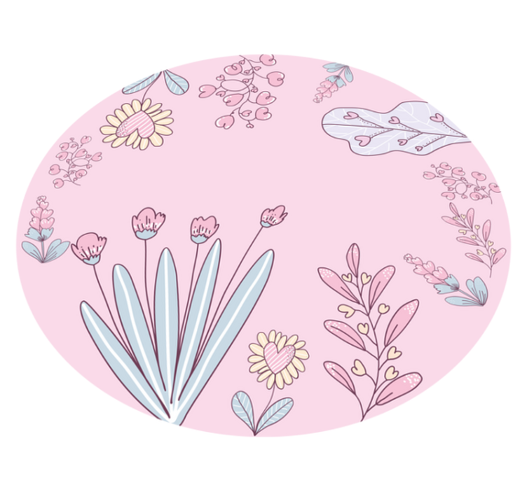Floral vinyl rug with heart floral patterns - TenStickers