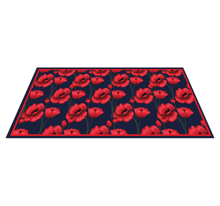 Red Poppy Arrangement floral vinyl rug - TenStickers